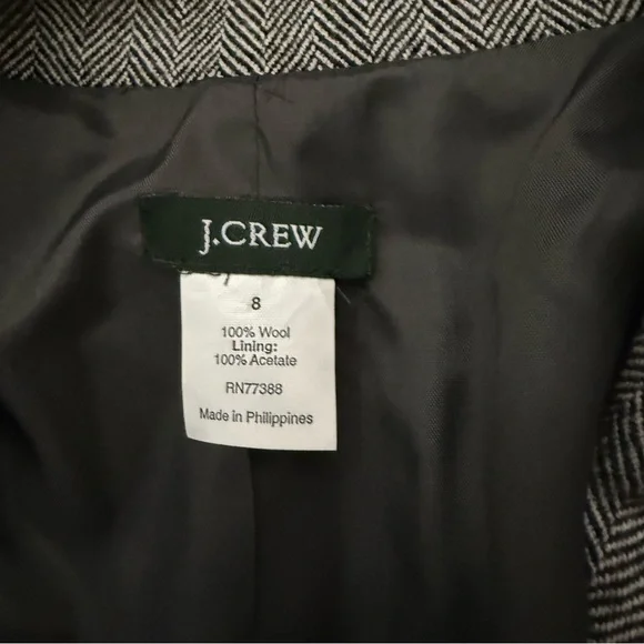 J.Crew Women’s Wool Herringbone Blazer Gray Size 8 Classic Work Jacket - Picture 3 of 8